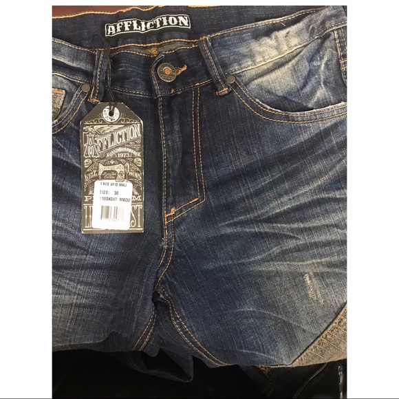 AFFLICTION Men Denim Jeans GAGE GRID MALI Embroide - Picture 4 of 9